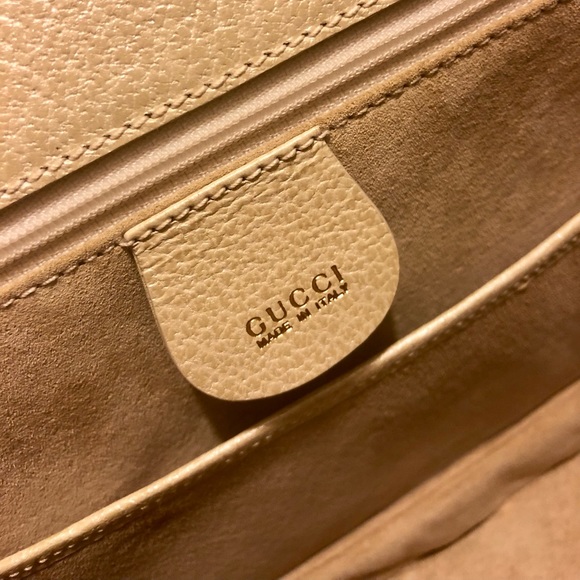 ✨SOLD✨Auth GUCCI Vintage Bamboo Top Handle Bag with Compact Mirror Cream - Picture 7 of 12